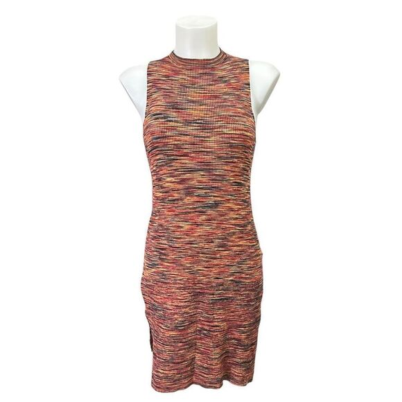 Anthropologie Tami Sleeveless Knit‎ Tunic Top Space Dyed Orange Ribbed sz S NEW - Picture 1 of 9